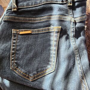 Michael Kors Indigo Flare Bootcut Jeans with Gold-Tone Stitching